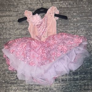 Revolution girls pink lace dance costume size medium